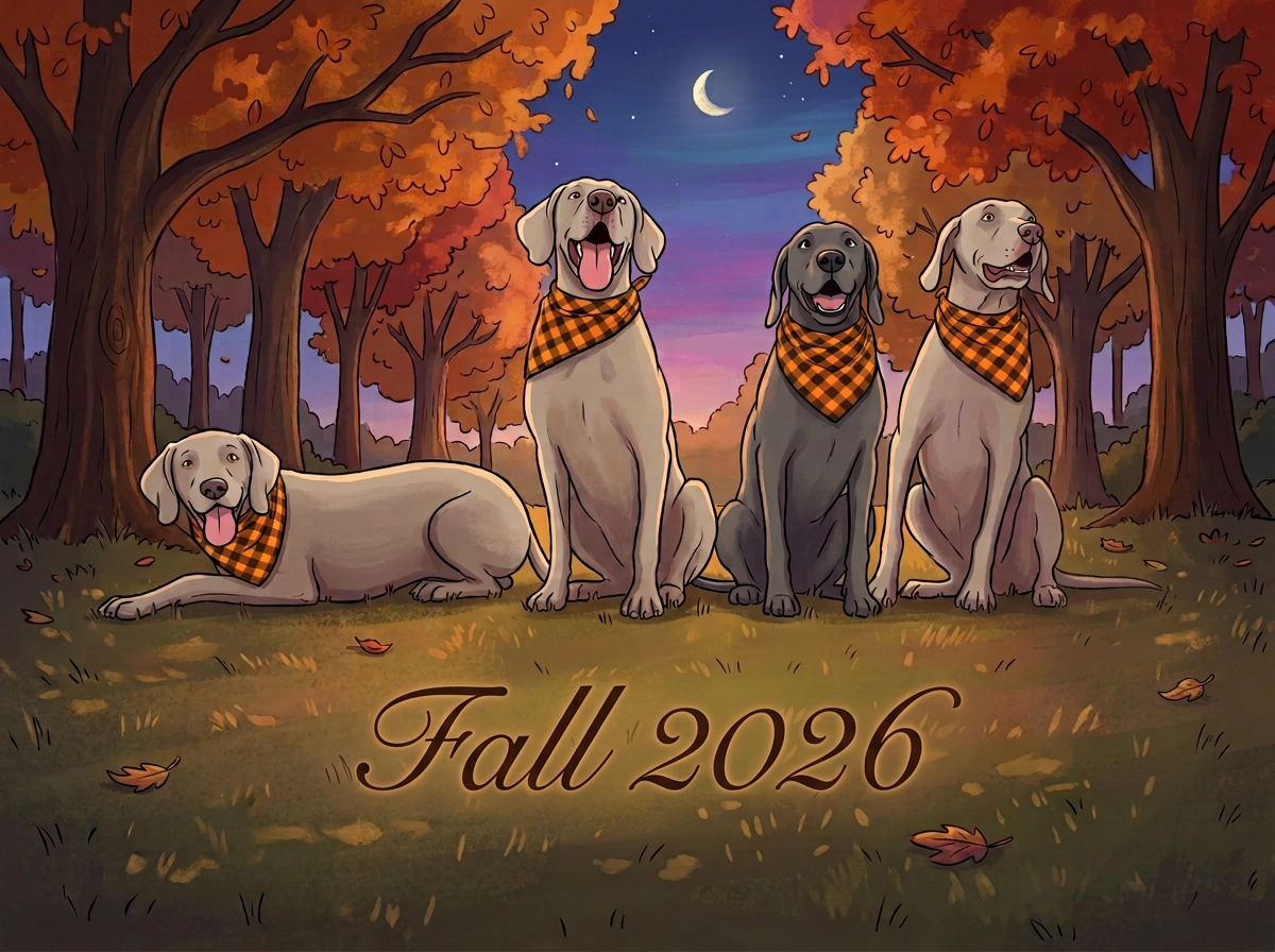 Weimaraners at the park in fall