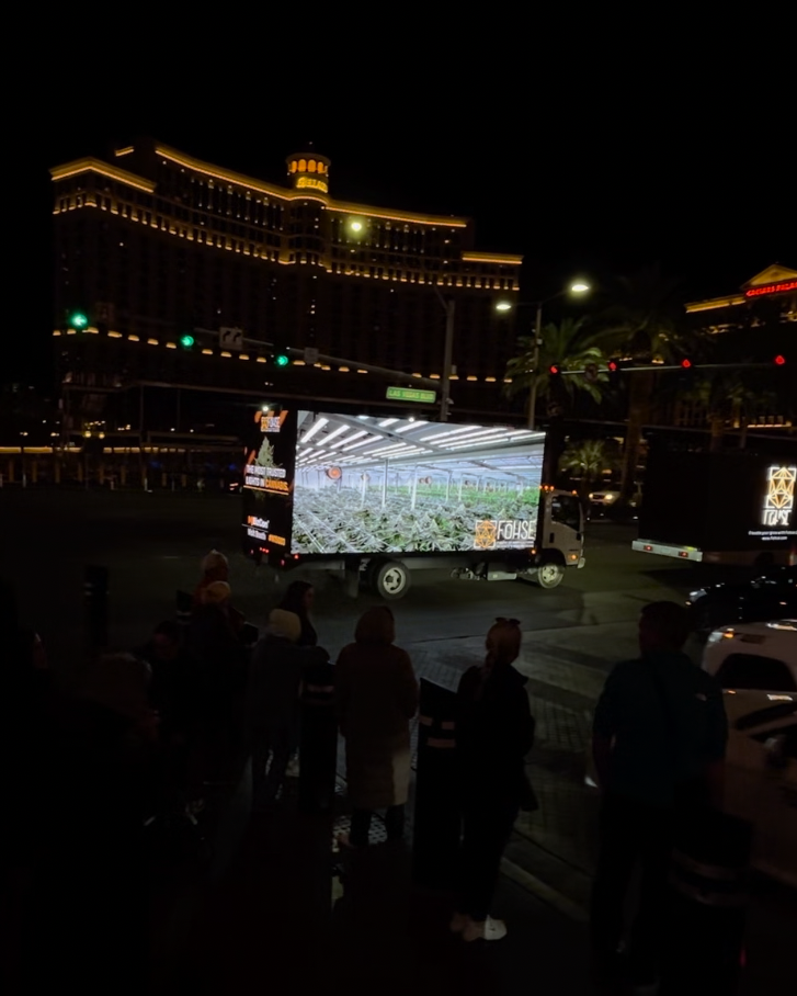 FoHSE mobile billboard on the Las Vegas Strip