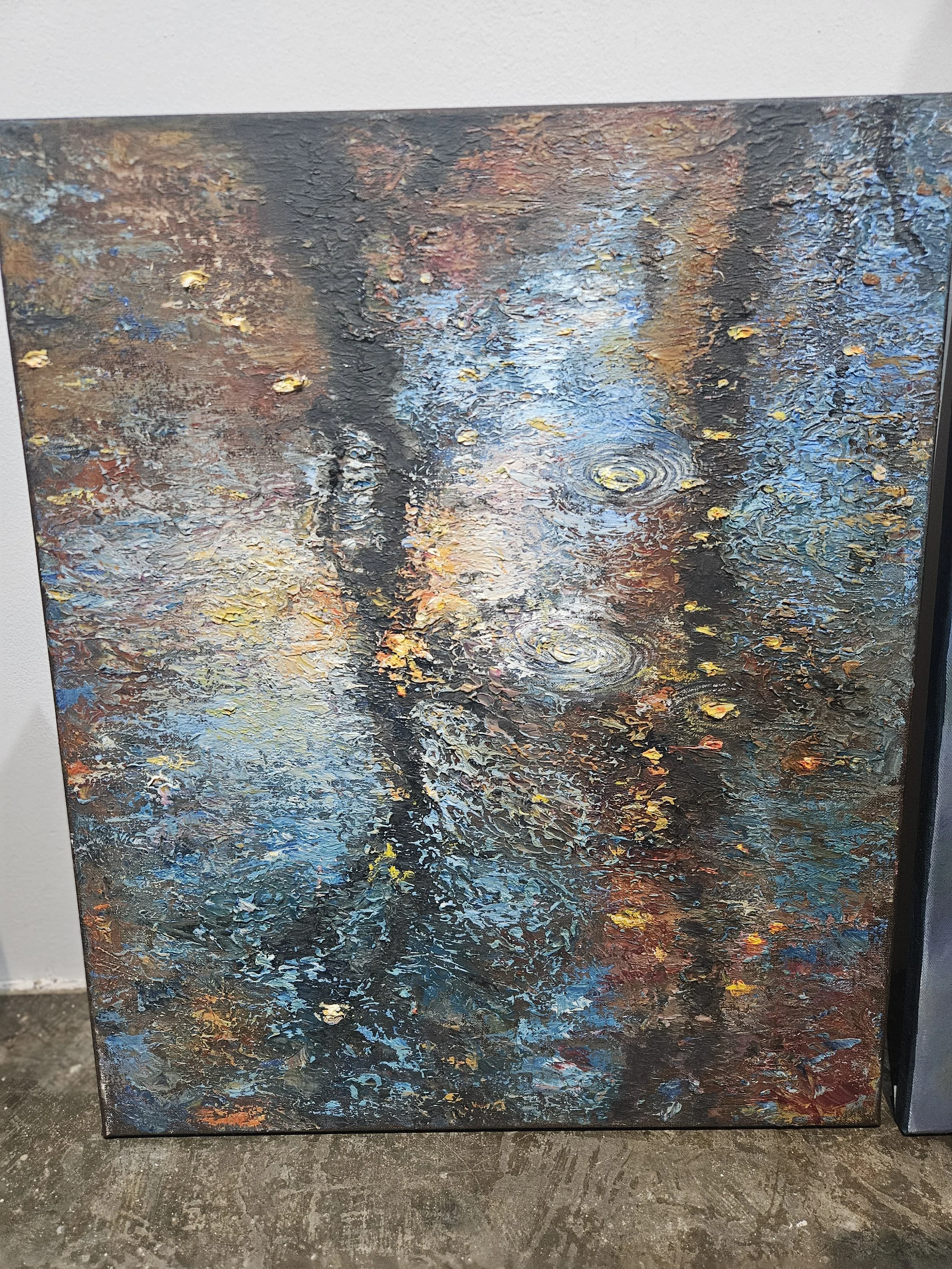 Textured Water Reflection Painting Detail