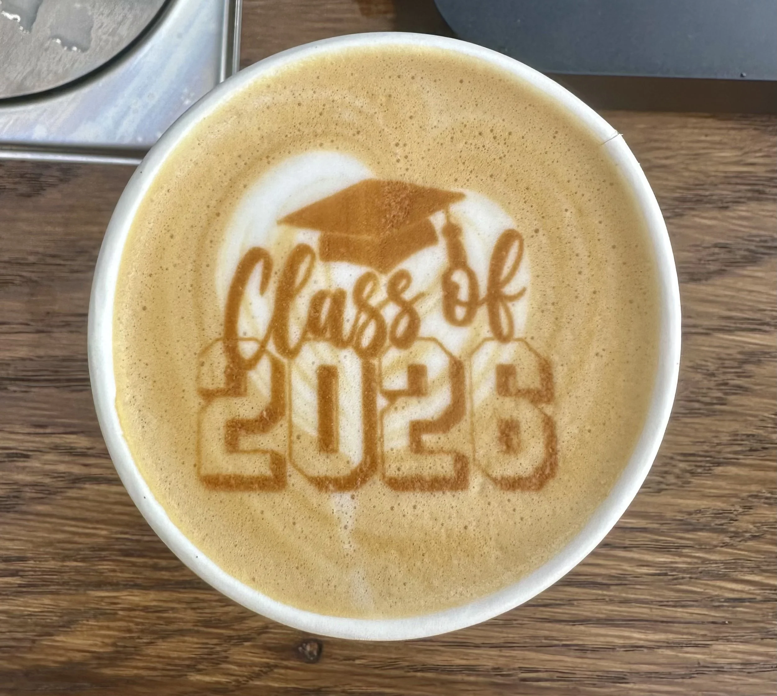 Custom printed latte art logo for Indianapolis brand activations