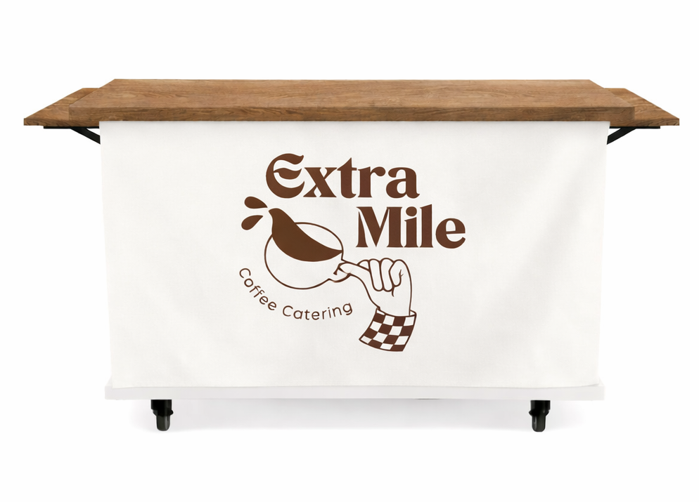 Custom branded coffee cart wrap for Indianapolis corporate events