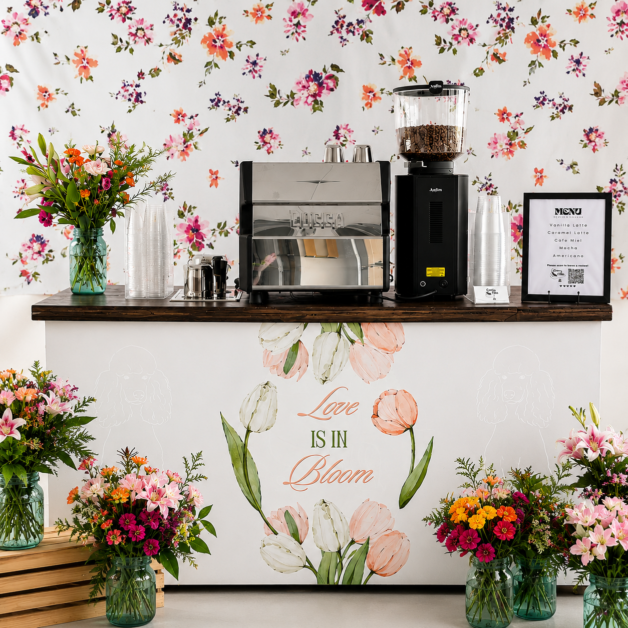 Custom branded coffee cart wrap for Indianapolis corporate events