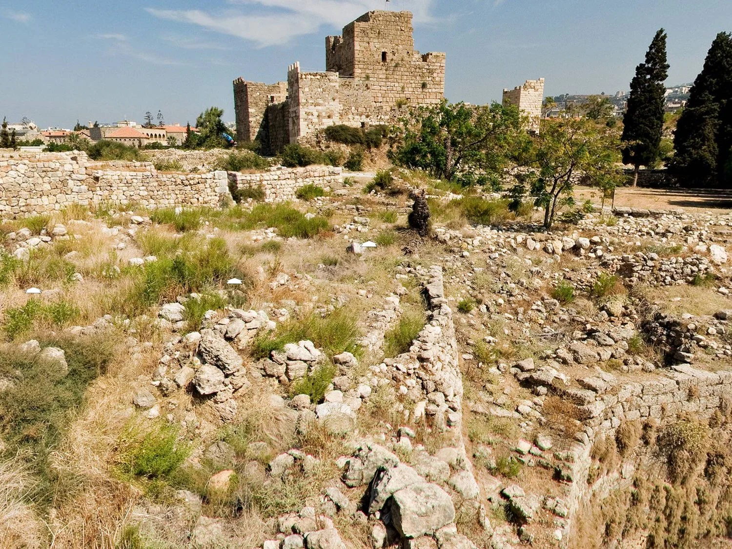 View of the antic dwell in Byblos historical site in Lebanon