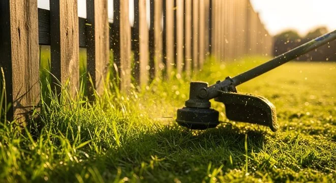 String trimmer in use