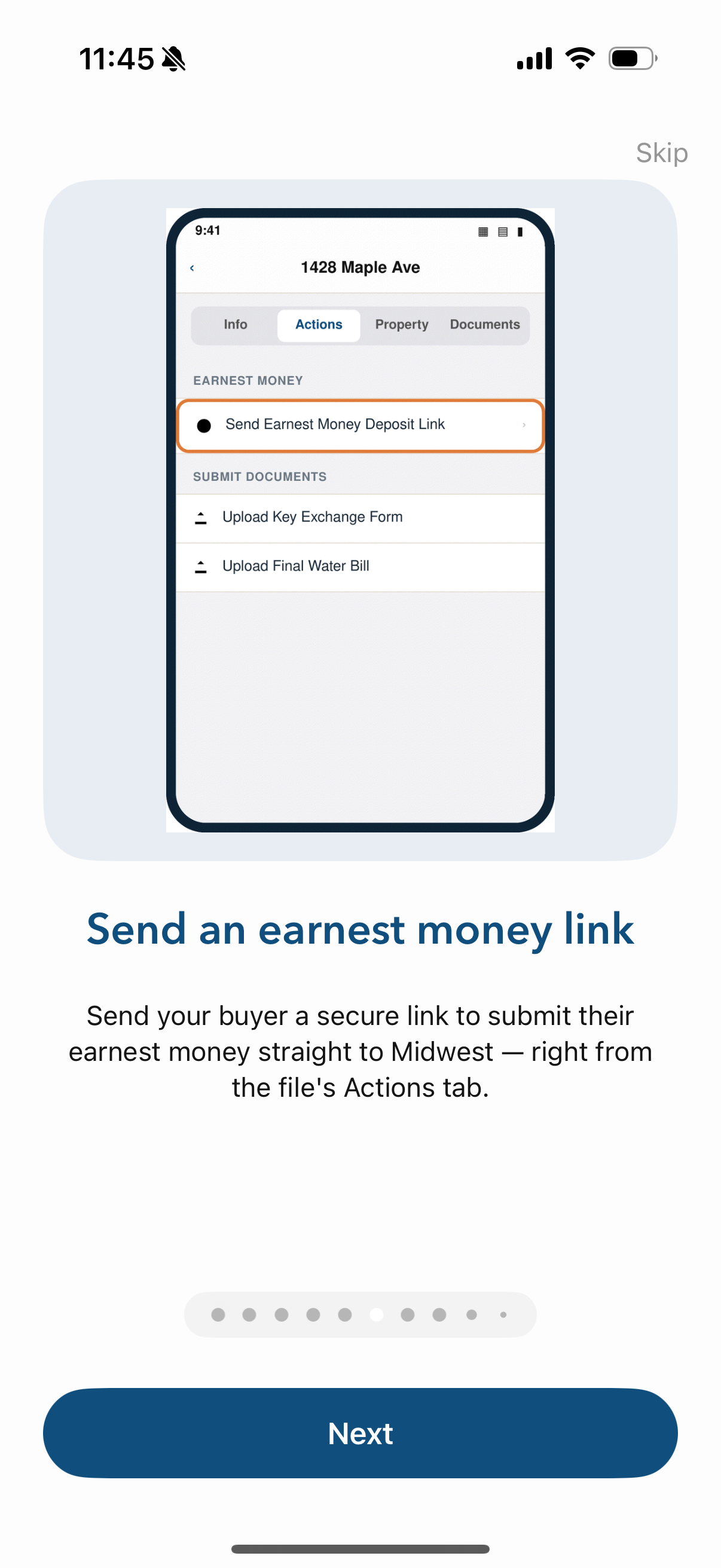 Send a secure earnest money deposit link