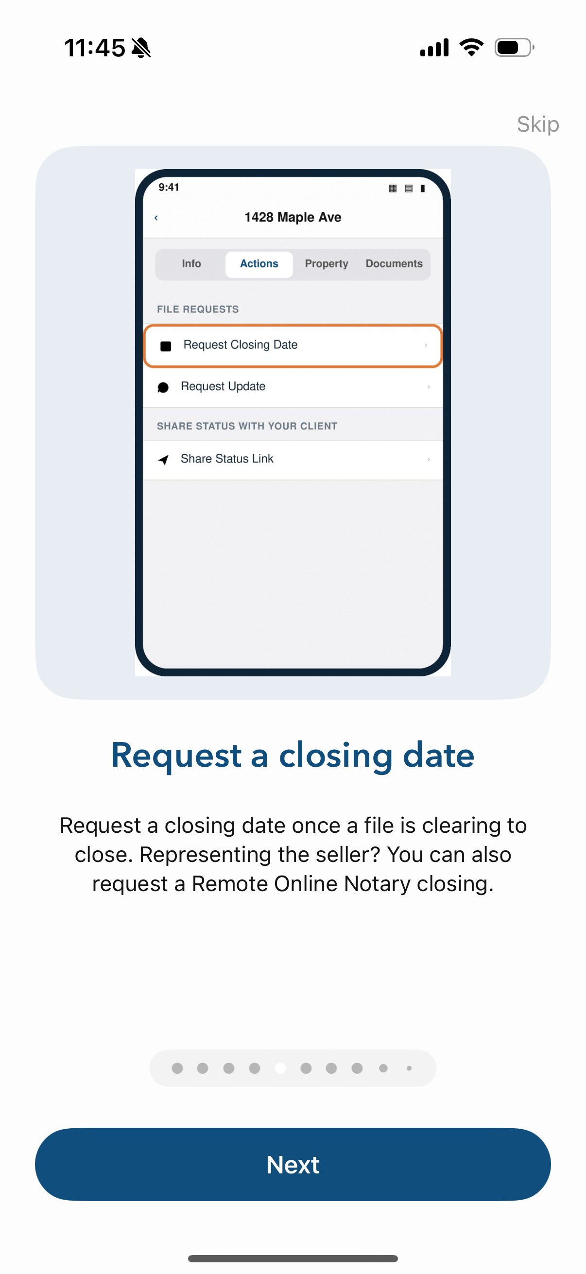 Request a residential closing date
