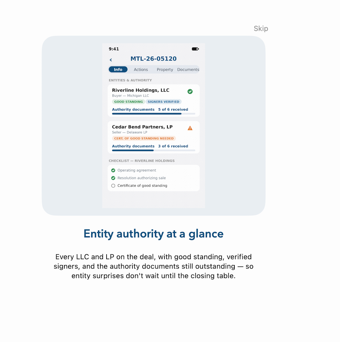Commercial entity authority and signer verification
