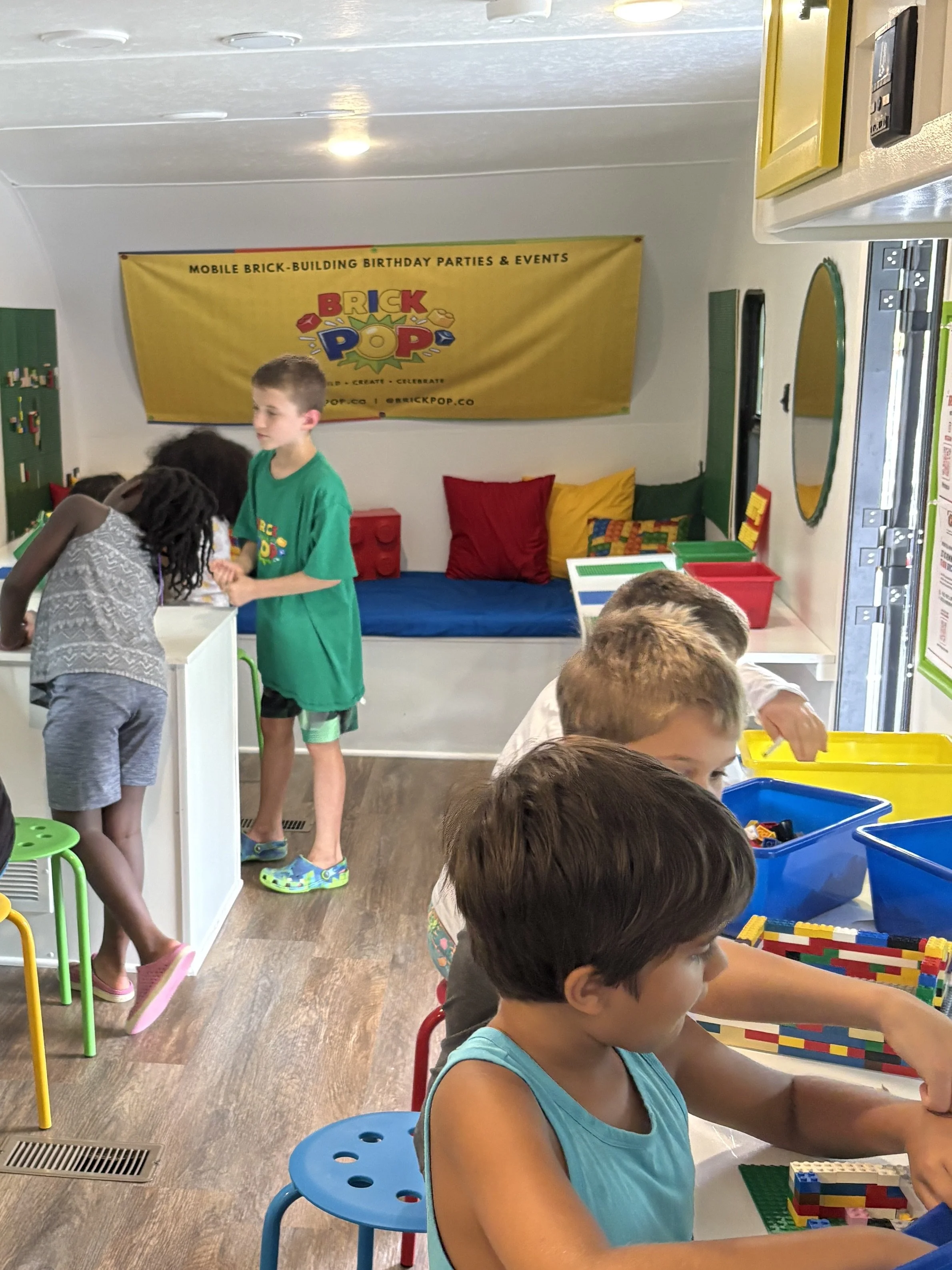 Kids building at Brick Pop party