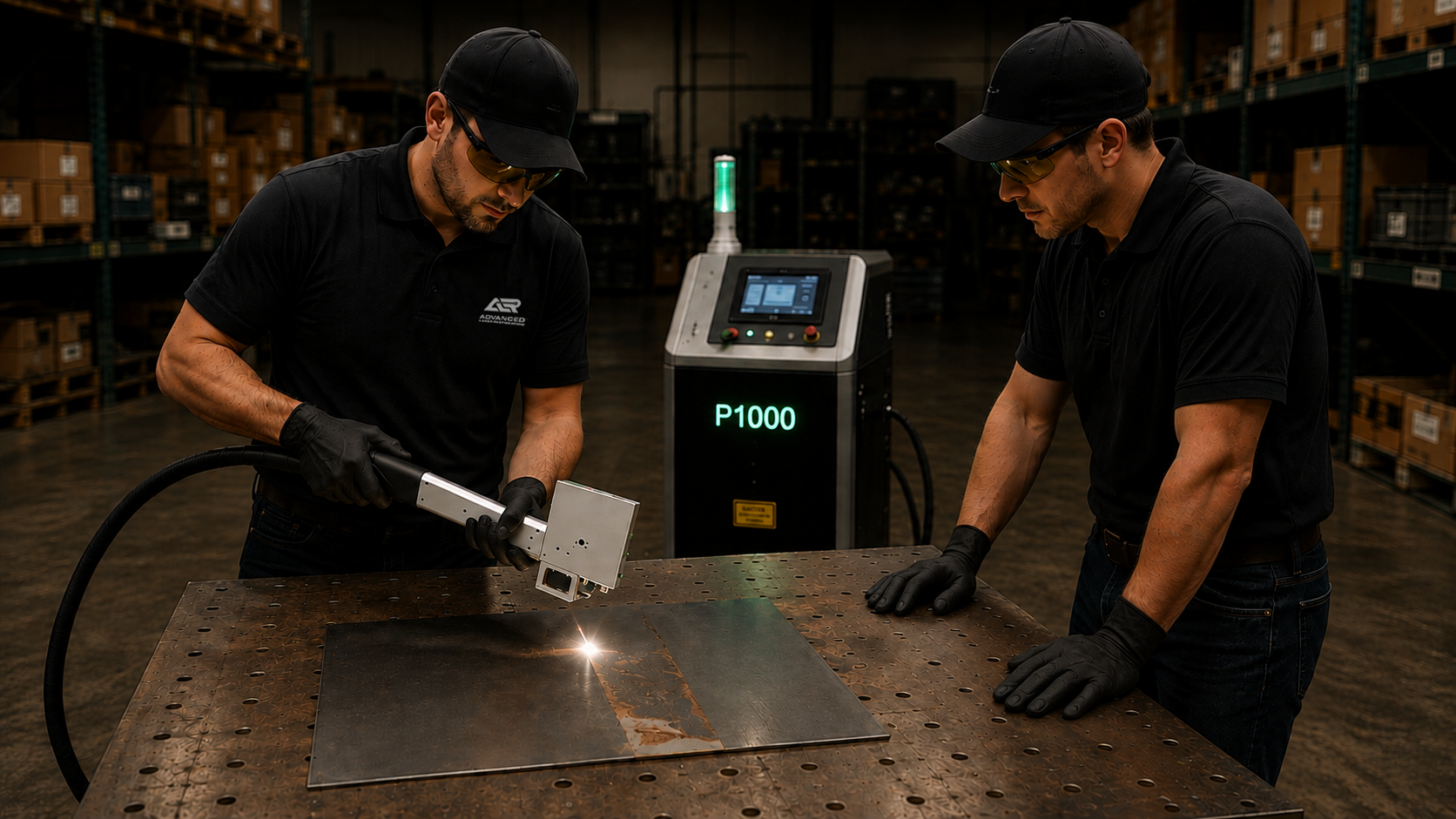 Operator completing hands-on laser-cleaning practice