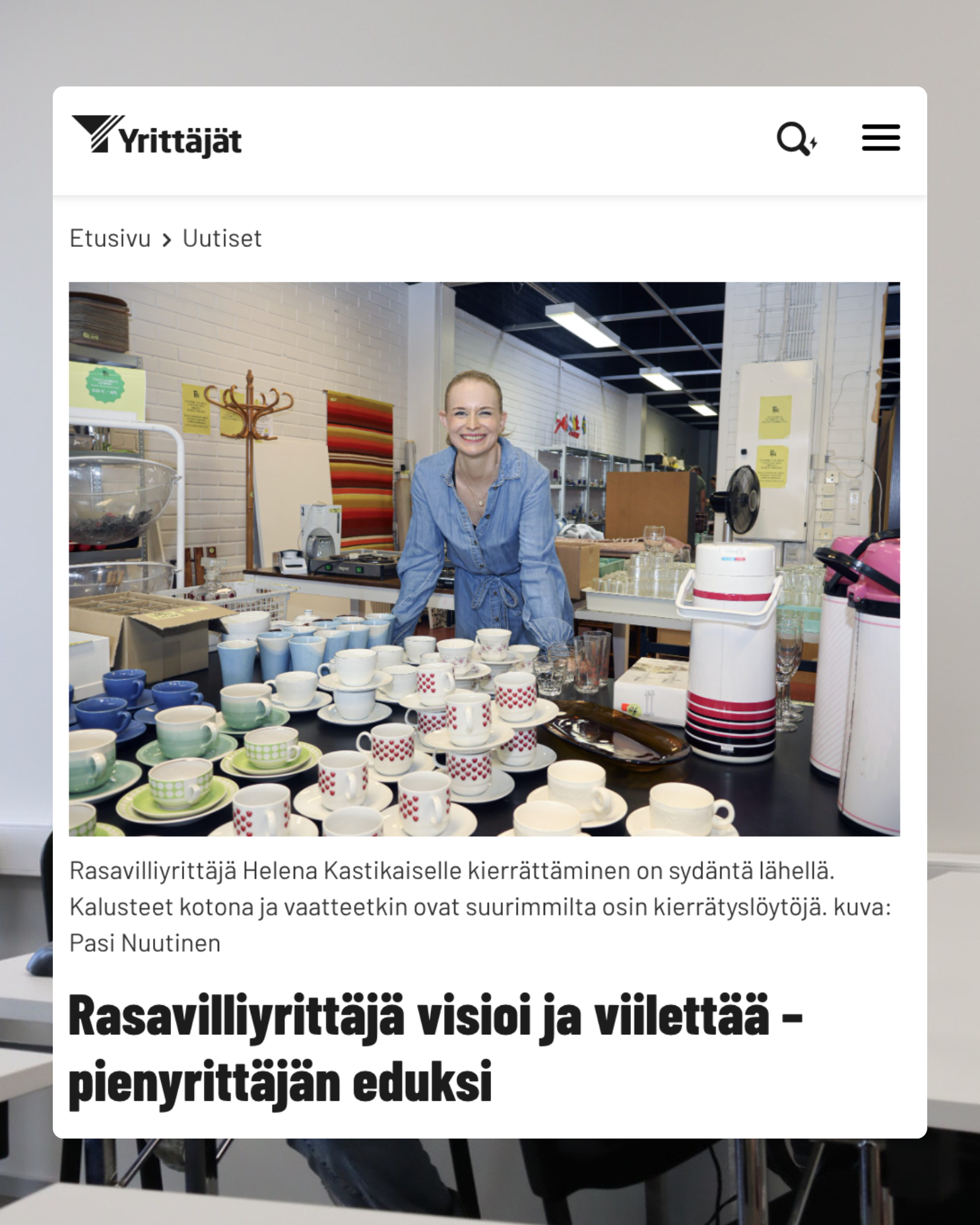 Helena Kastikainen Yrittäjät-lehdessä