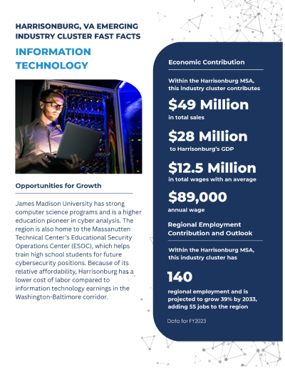 Information Technology industry fact sheet cover for Harrisonburg, VA