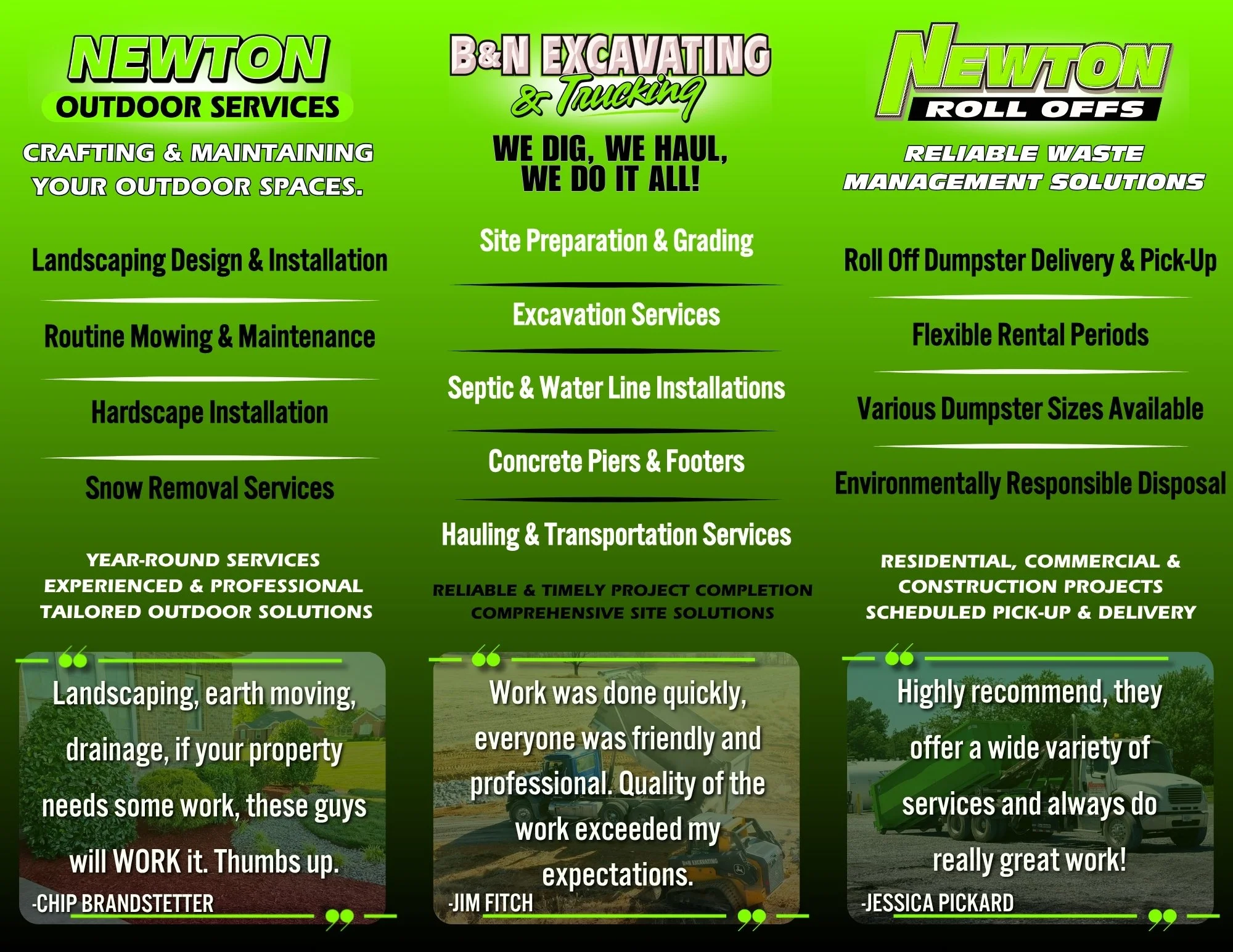 Newton Outdoor Services — Tri-fold Brochure Inside
