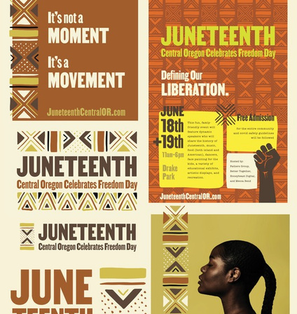 Authentic Juneteenth Central Oregon campaign artwork from Jasmine Wilder's portfolio.