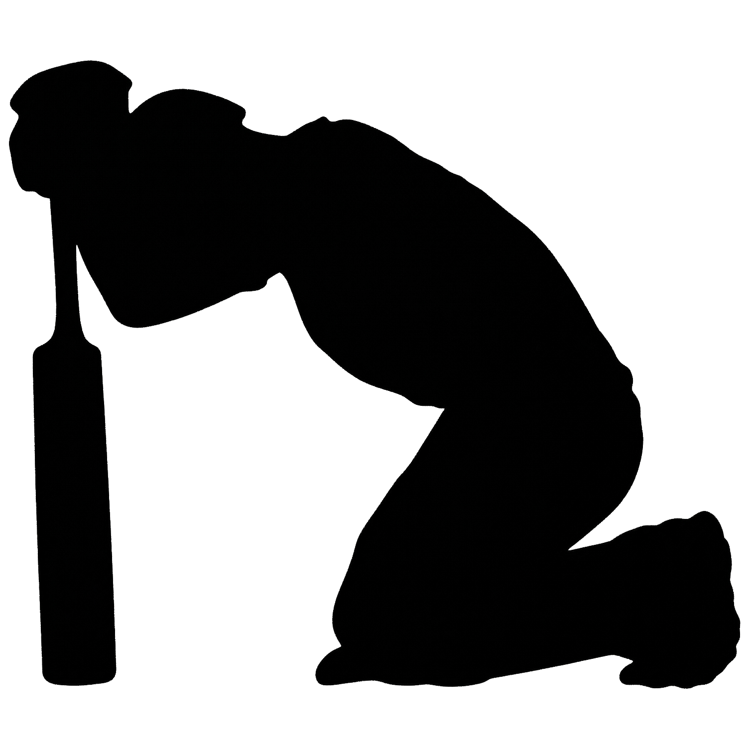 Batsman kneeling after impact