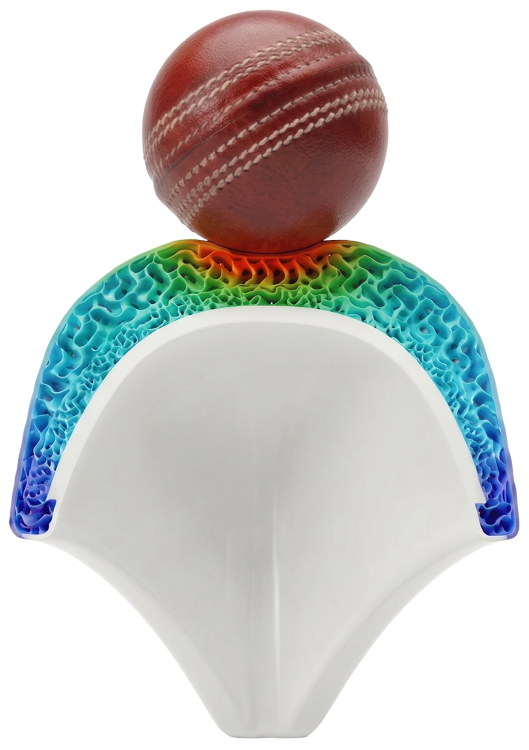 TruGuard cutaway showing stress distribution through gyroid lattice
