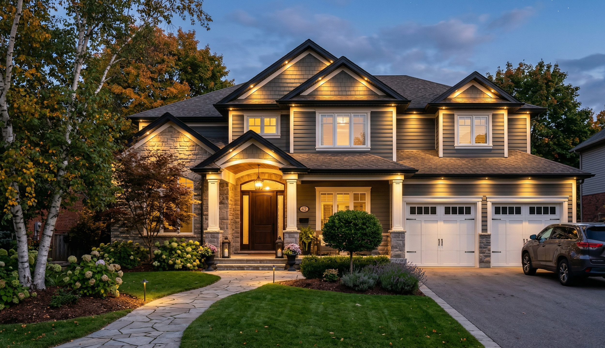 Home exterior pot lights Alberta