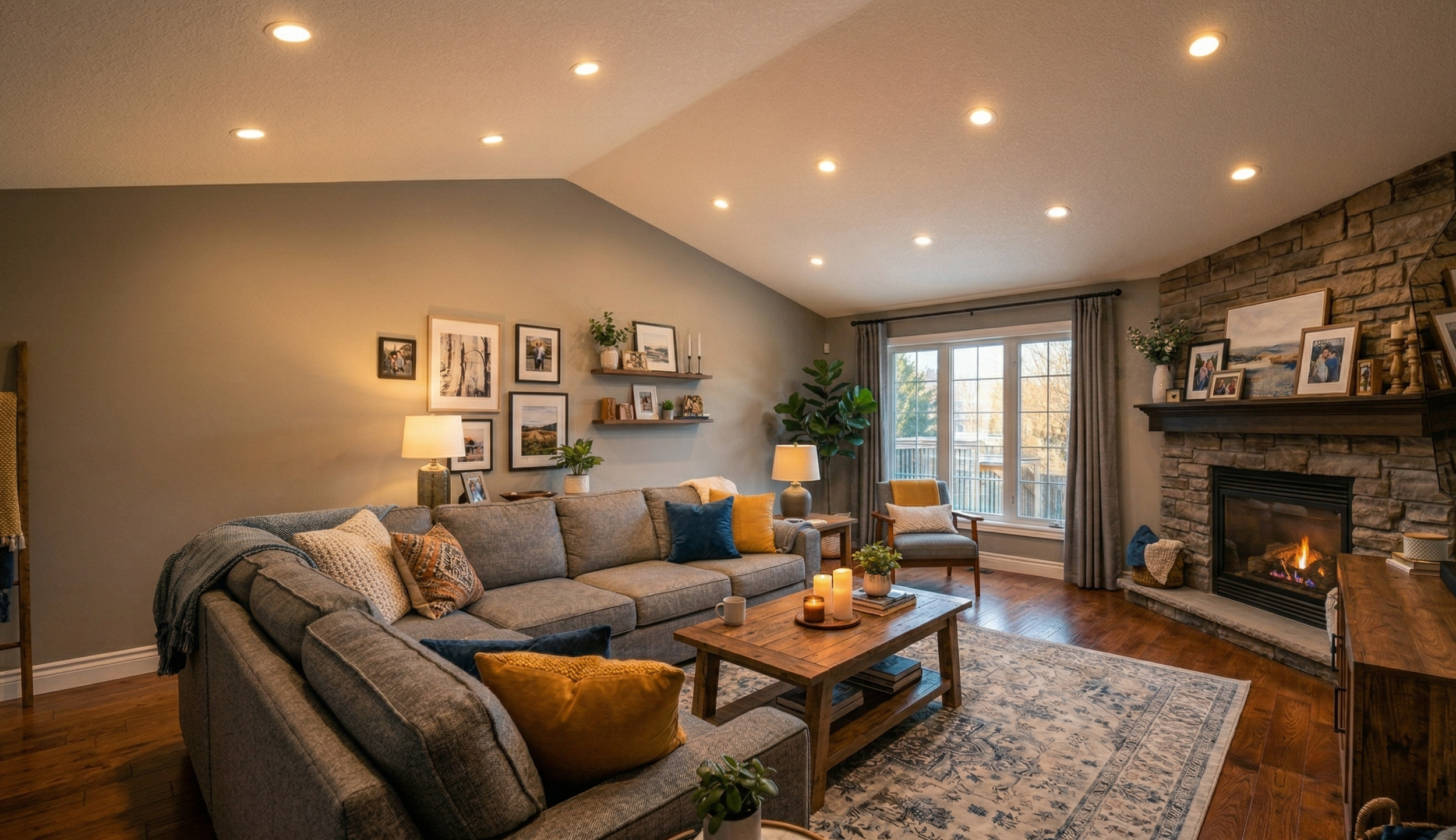 Living room lighting zones