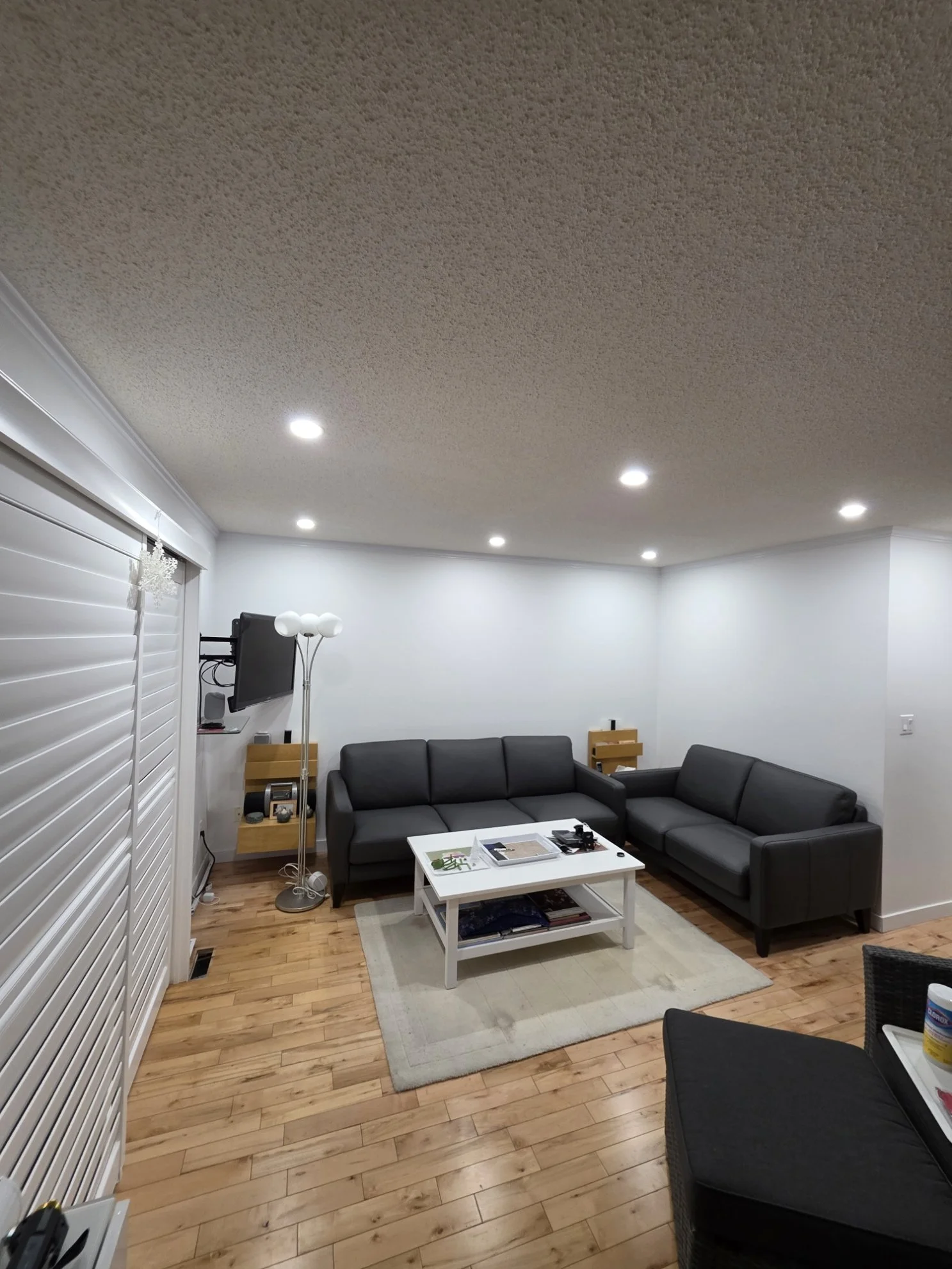 Pot light installation Edmonton hallway