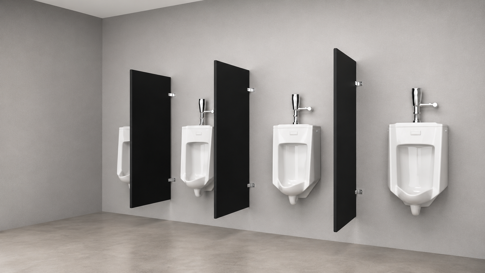 Custom-measured urinal partition dividers for commercial restroom layouts by Blinds and Decors Philippines