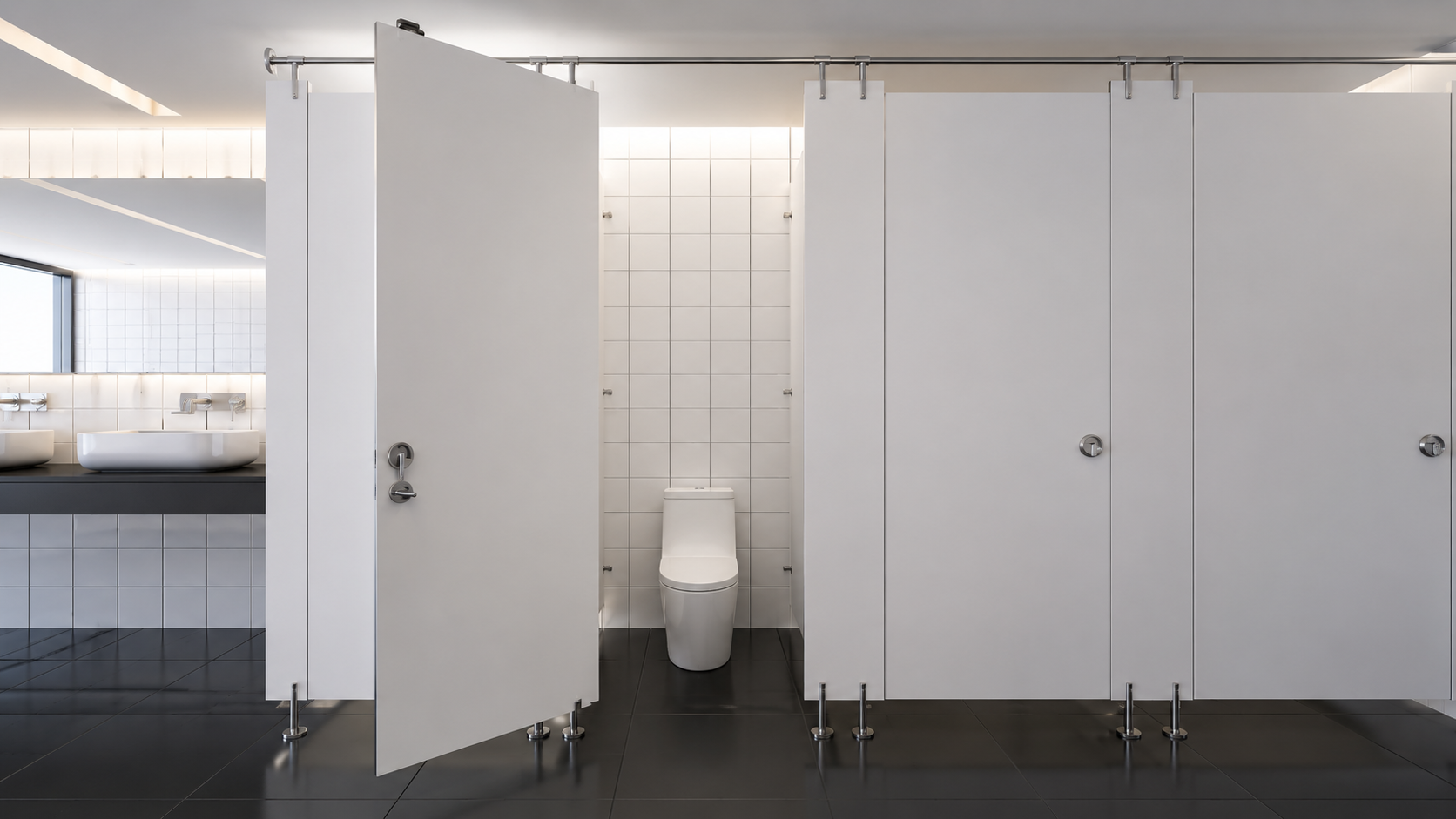 Custom toilet cubicles and restroom partitions for offices and commercial spaces by Blinds and Decors Philippines