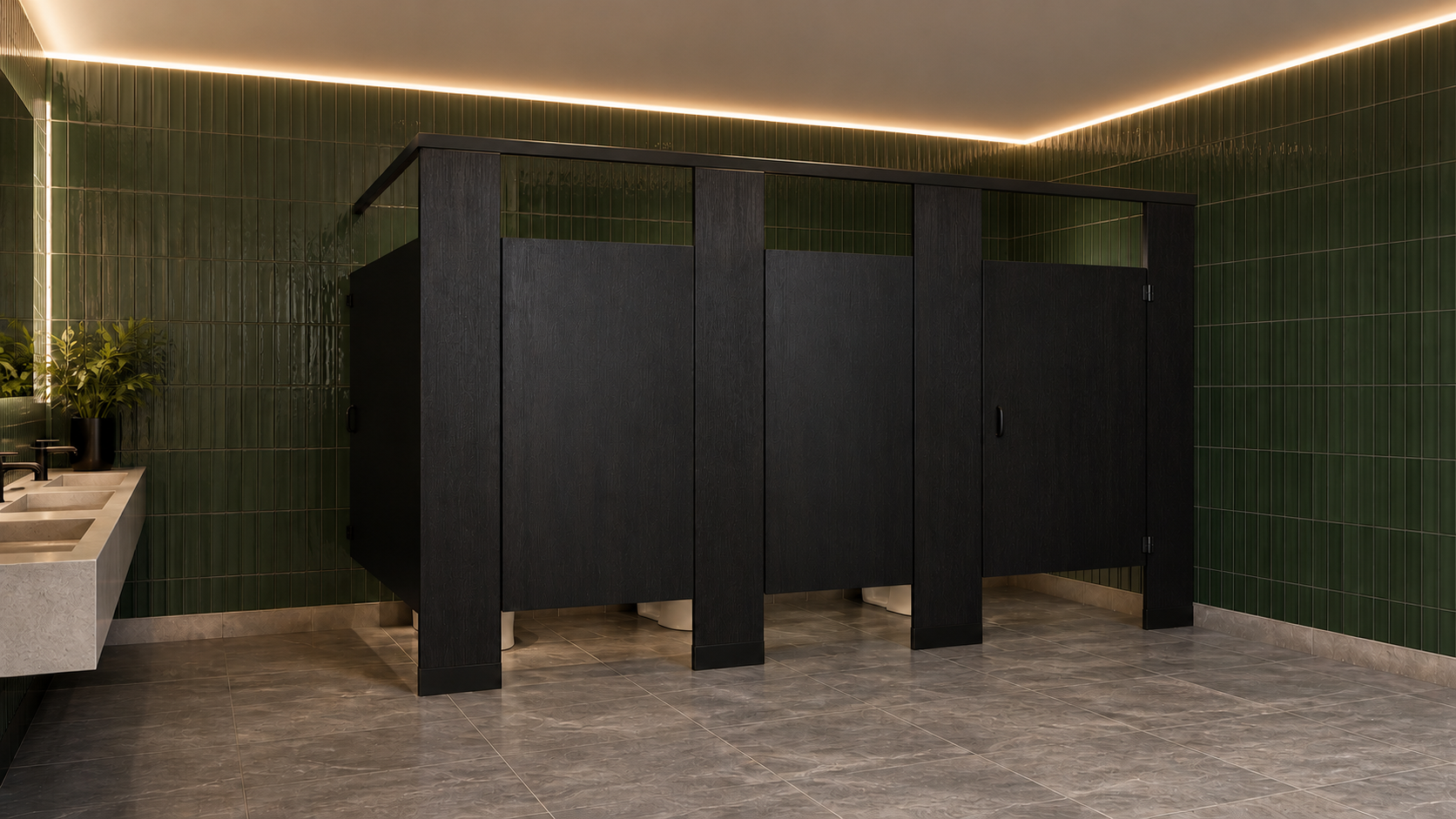 Custom-measured toilet partition system for commercial restrooms by Blinds and Decors Philippines
