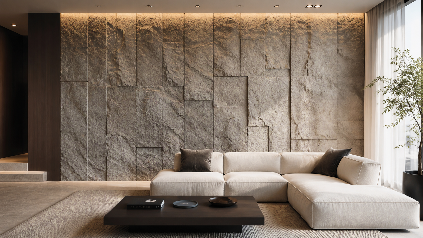 Artificial stone wall panel installation in Metro Manila by Blinds and Decors Philippines