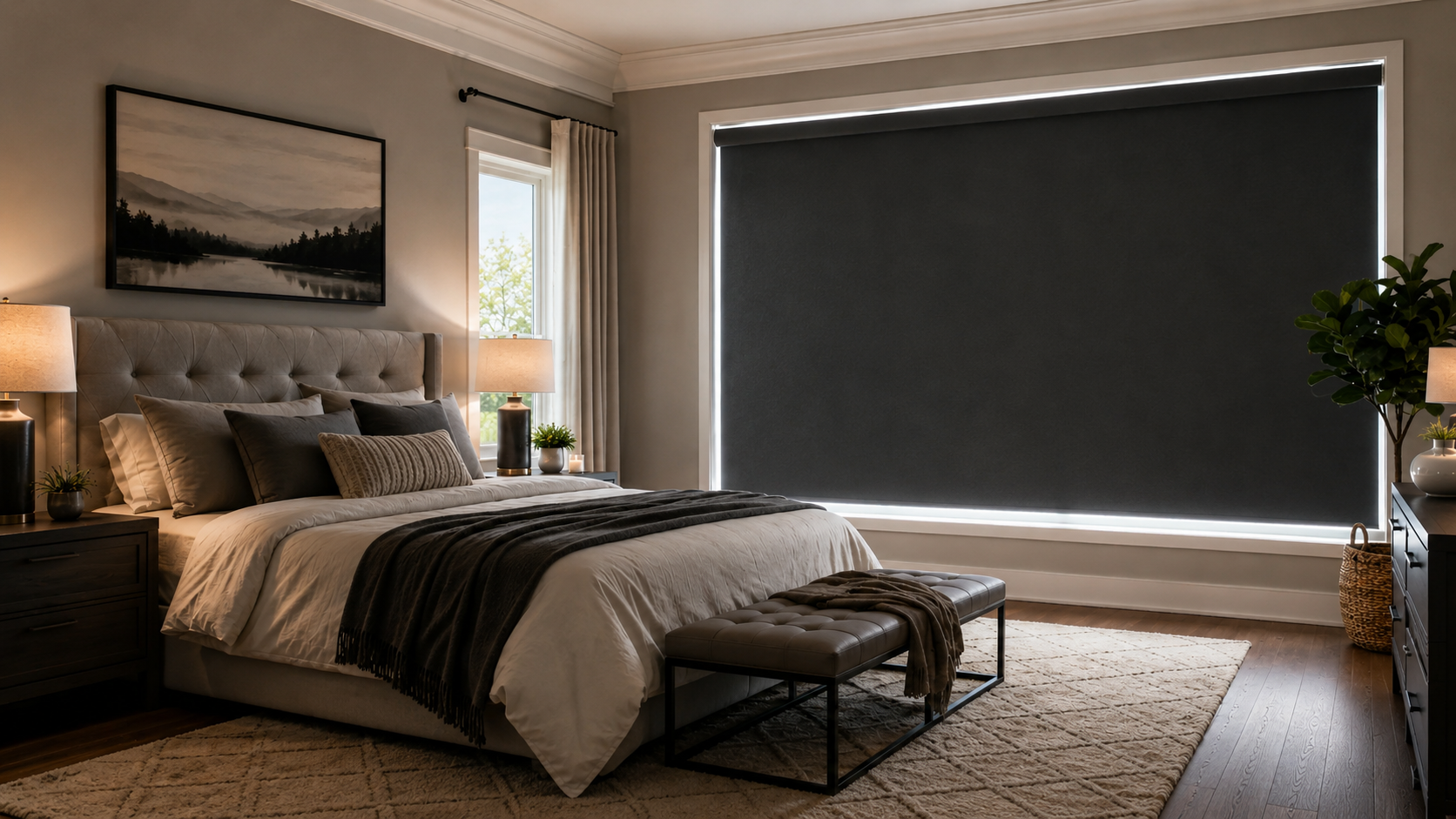 Window blinds and drapery for bedrooms