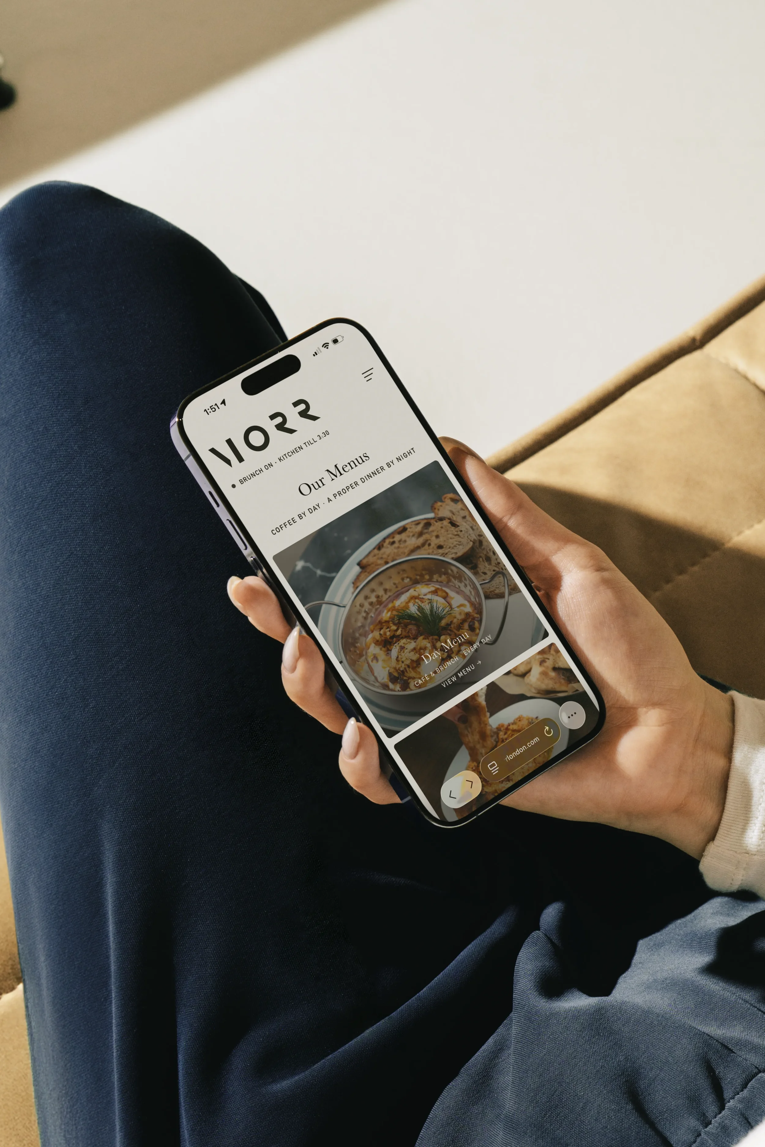 Morr Café — brand identity on iPhone mockup by Studio Kus, London