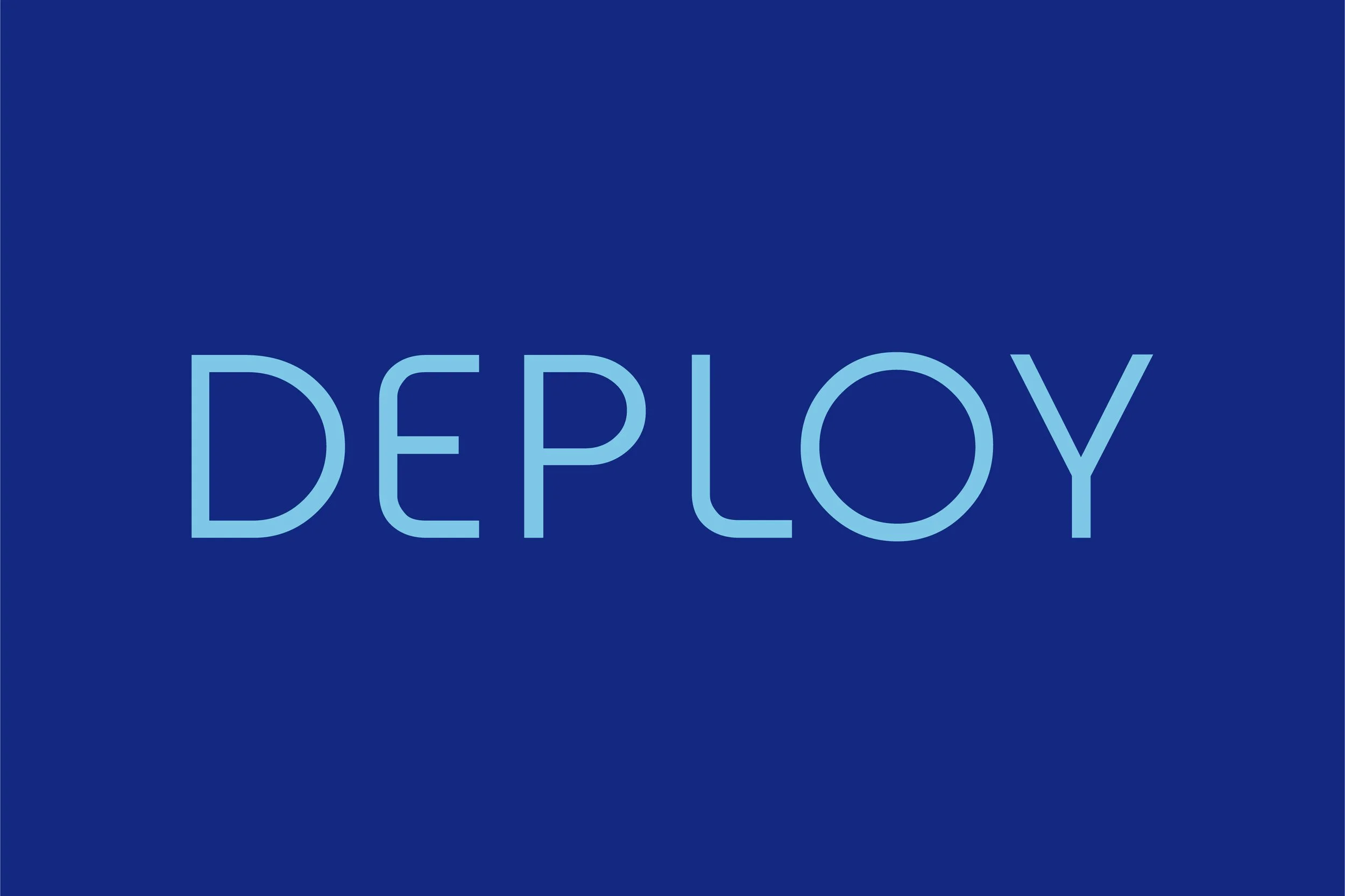 Deploy Tech wordmark on Foundation blue background, by StudioKus