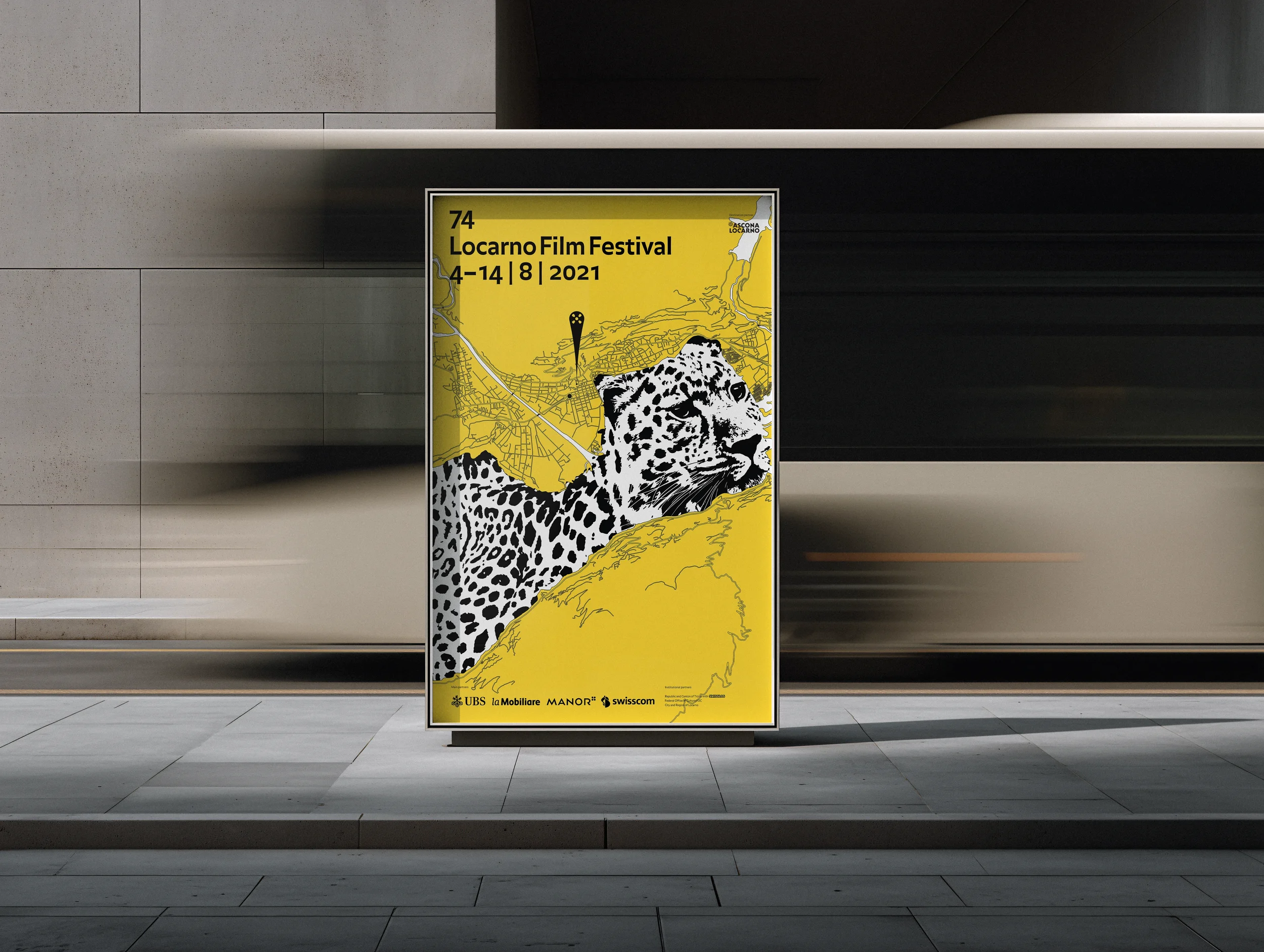 The Yellow Leopard — poster design for the 74th Locarno Film Festival, mockup by Studio Kus
