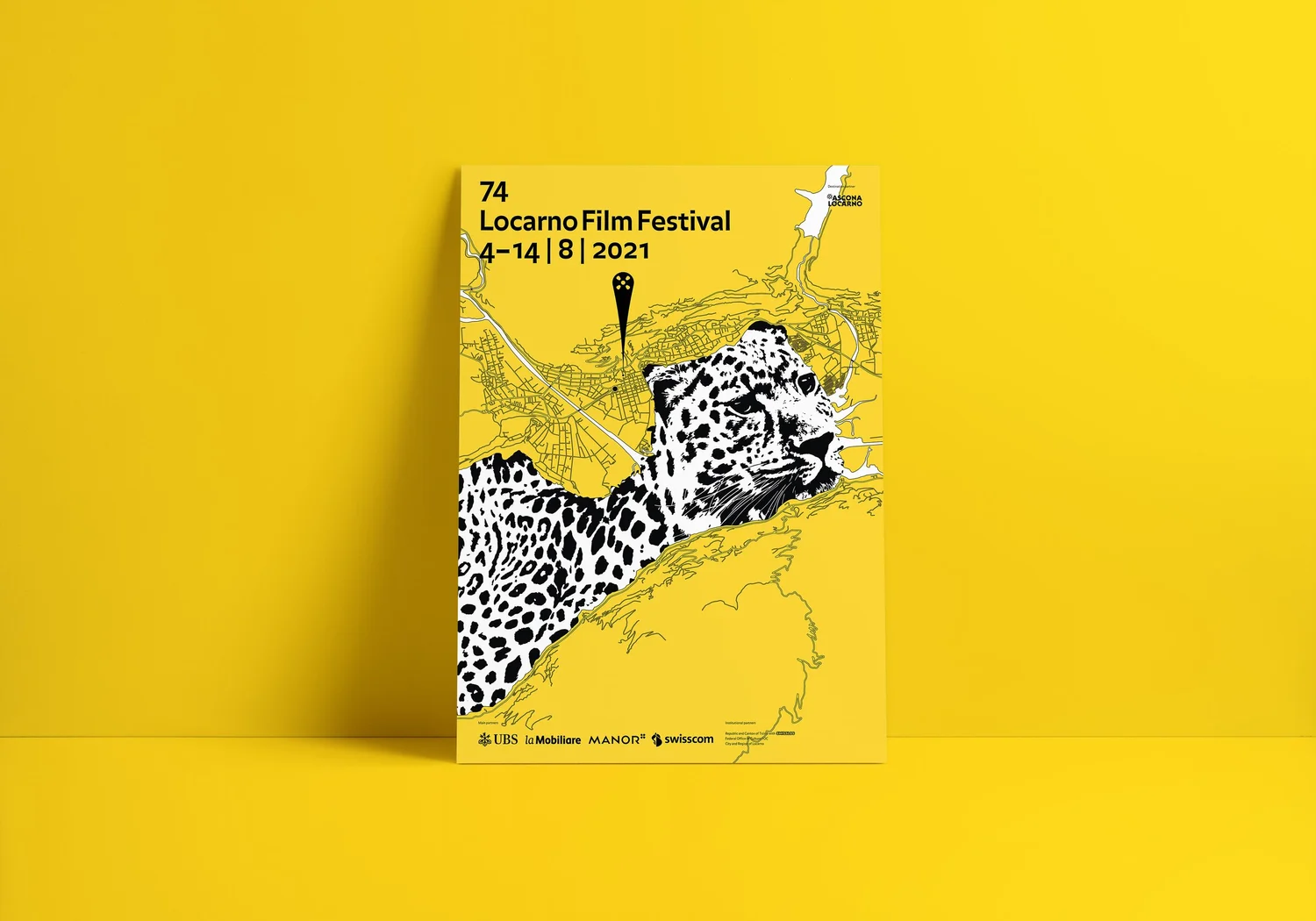 The Yellow Leopard — poster on outdoor billboard, Locarno Film Festival 2021, by StudioKus