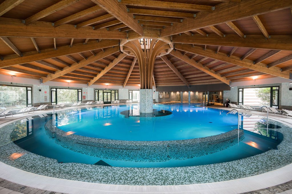 The thermal pool at Castilla Termal Solares spa hotel, Cantabria, Spain