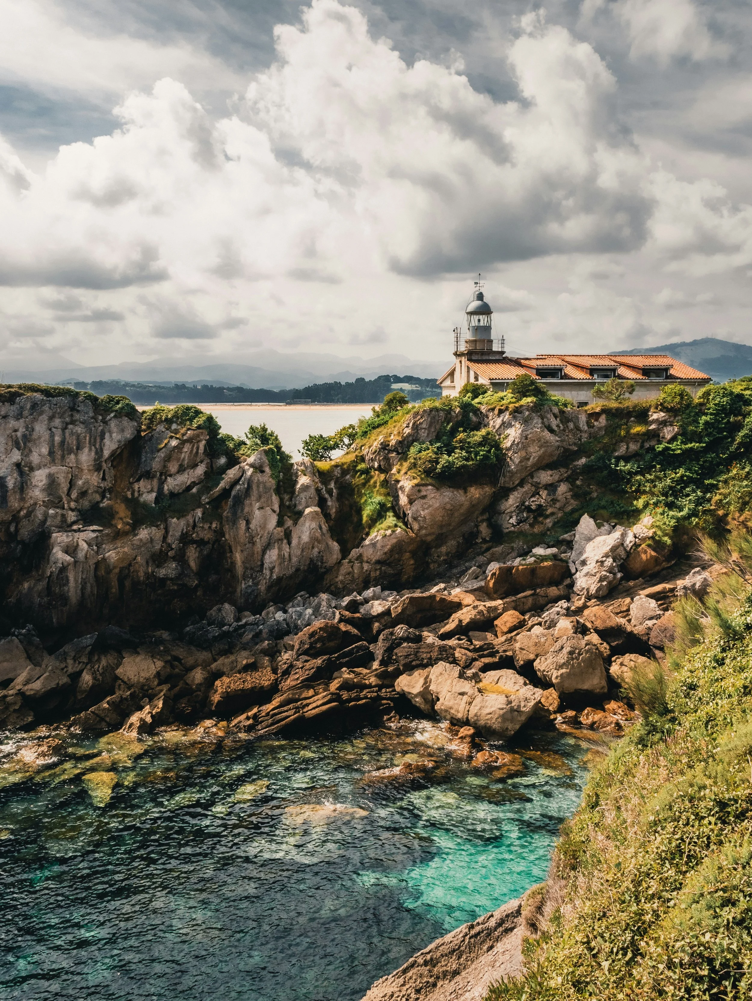 Cantabrian coastline and green hills in Northern Spain, Green Coast thermal spa region