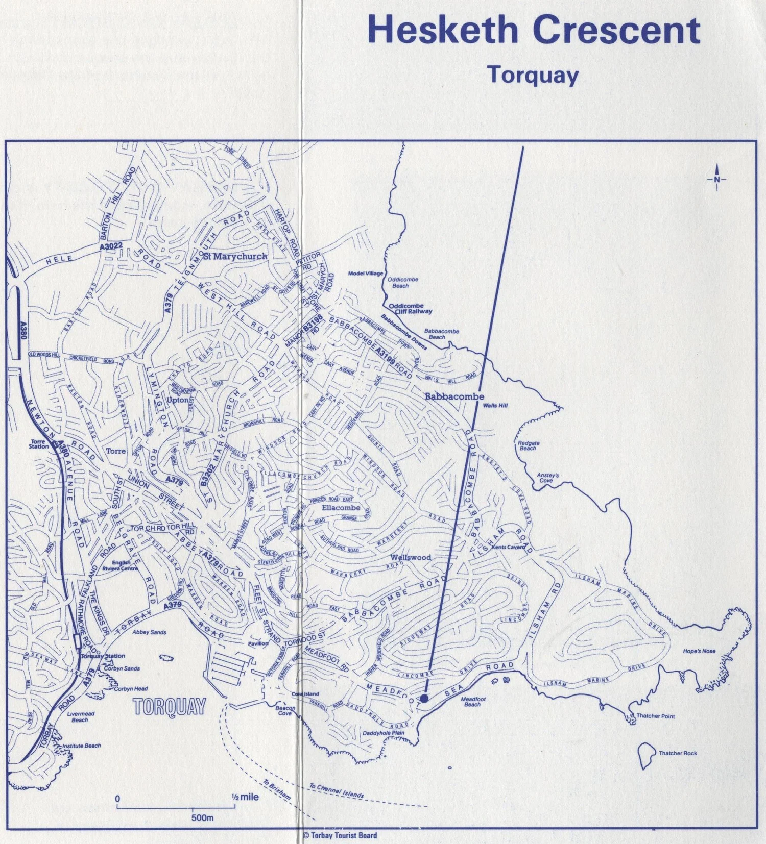 Location map showing Hesketh Crescent, Meadfoot, Torquay