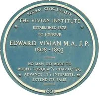 Torbay Civic Society blue plaque for the Vivian Institute.