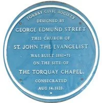 Torbay Civic Society blue plaque at the Church of St John the Evangelist, Torquay