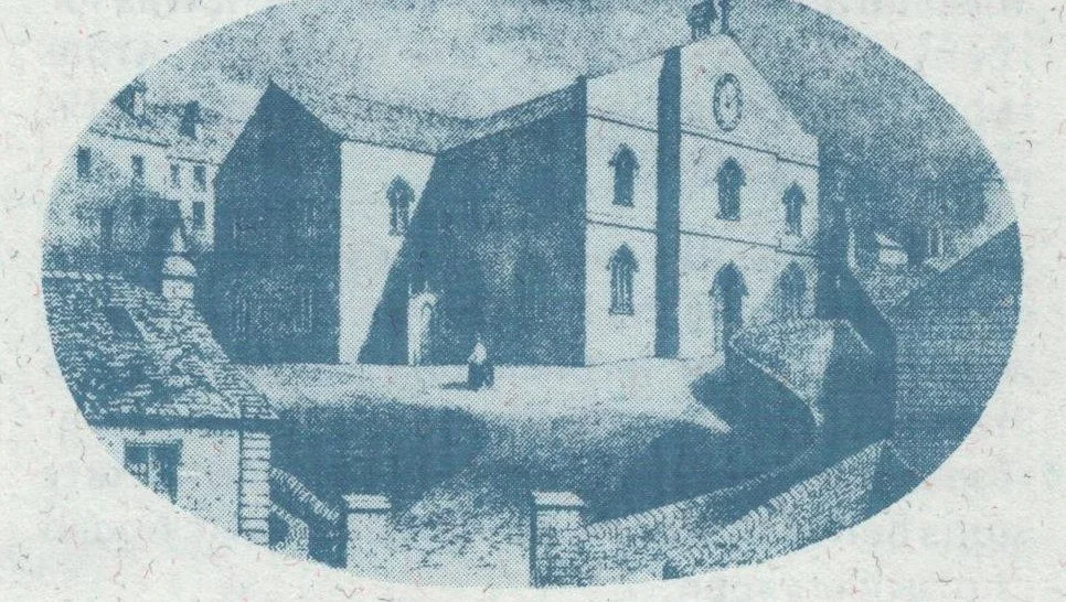 Lower Brixham Church in 1883 showing the 1827 enlargement