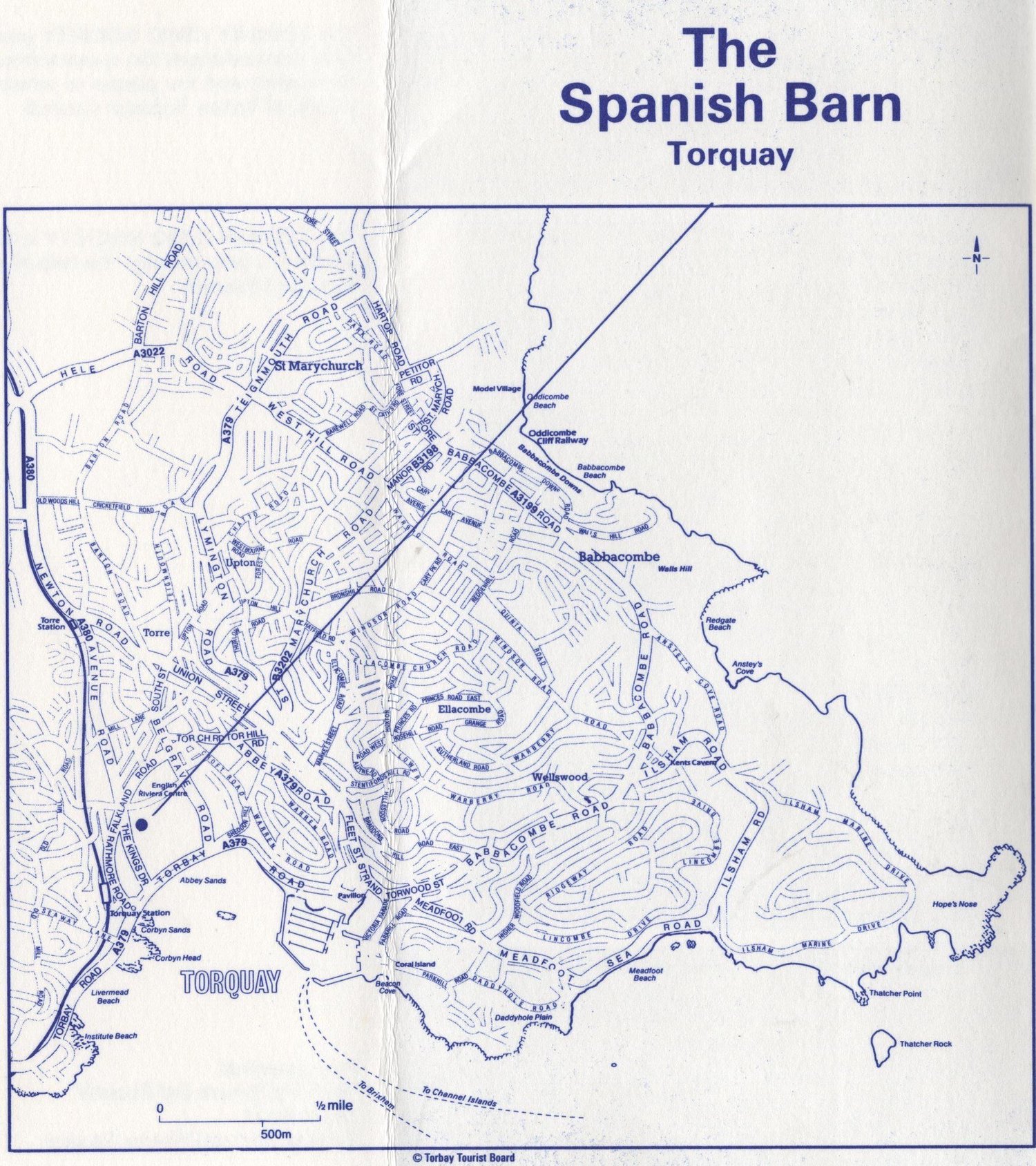 Location map showing the Spanish Barn at Torre Abbey, Torquay