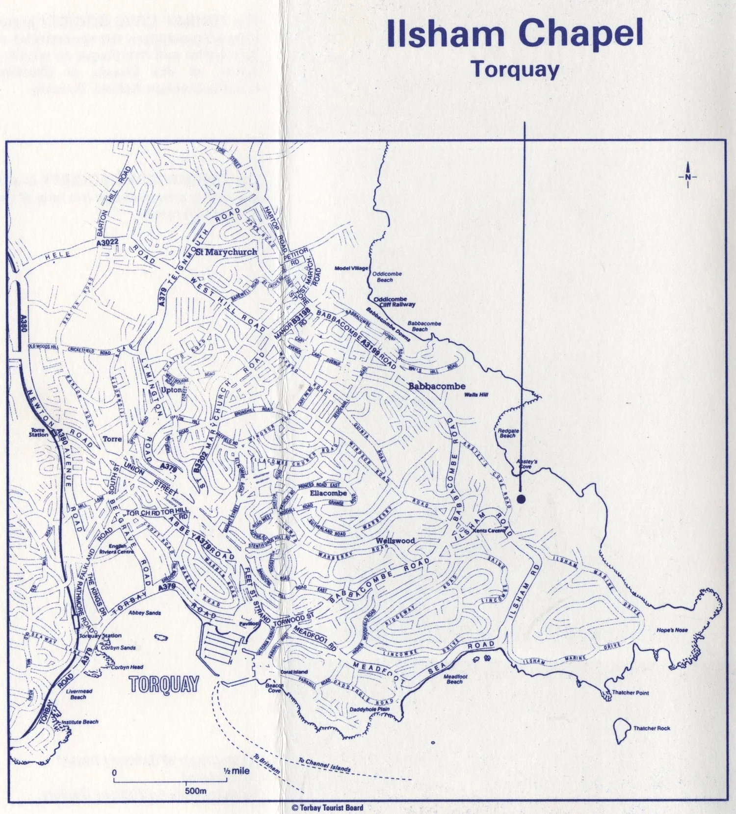 Location map showing Ilsham Chapel, Torquay
