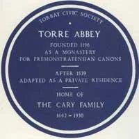 Torbay Civic Society blue plaque at Torre Abbey, Torquay
