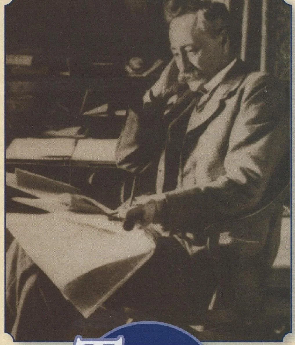 Eden Phillpotts at his writing desk