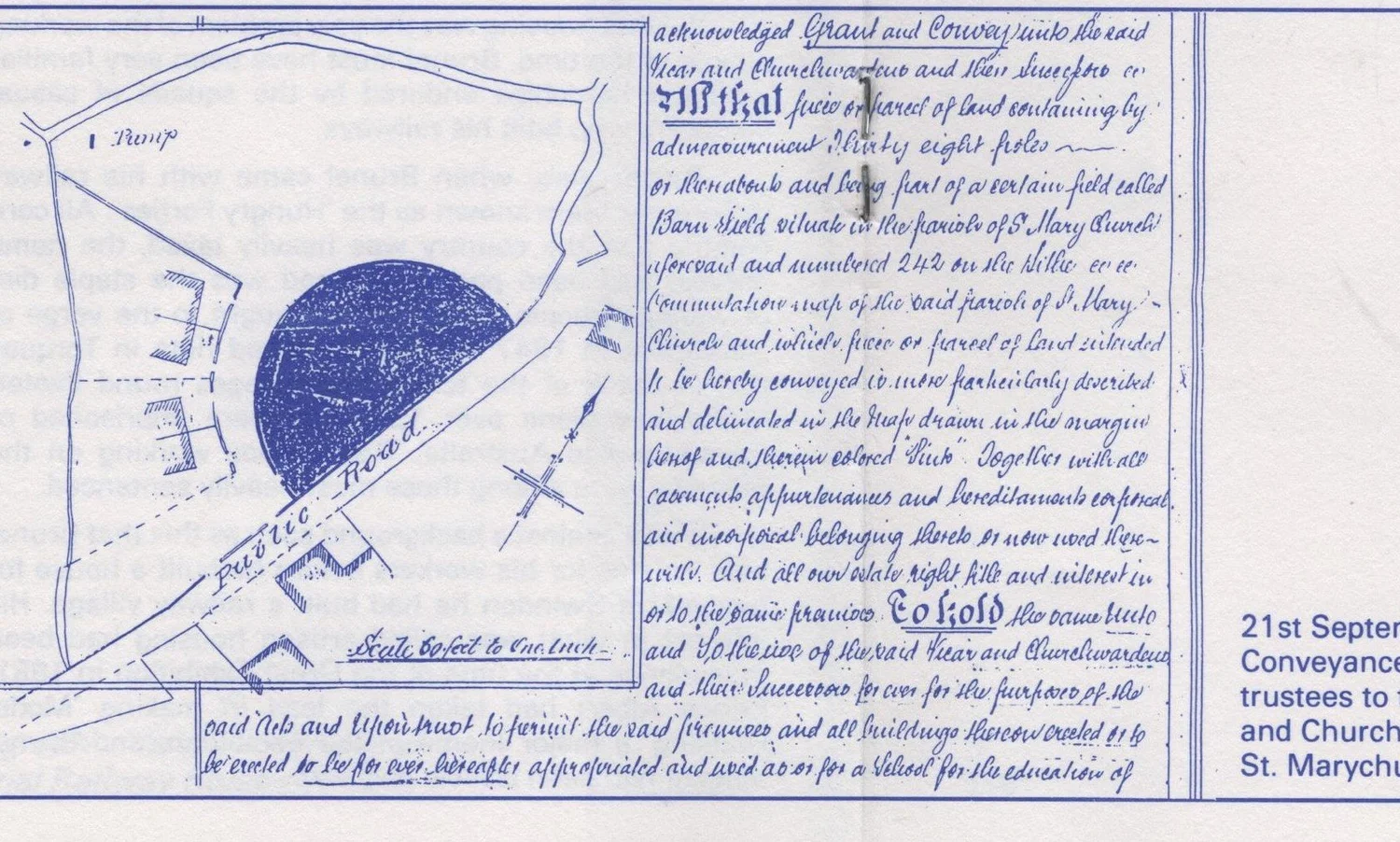 The 1875 conveyance plan of Barn Field from Brunel's trustees to the Vicar and Churchwardens of St Marychurch