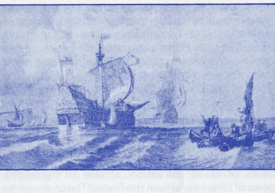 Painting of galleons of the Spanish Armada at sea