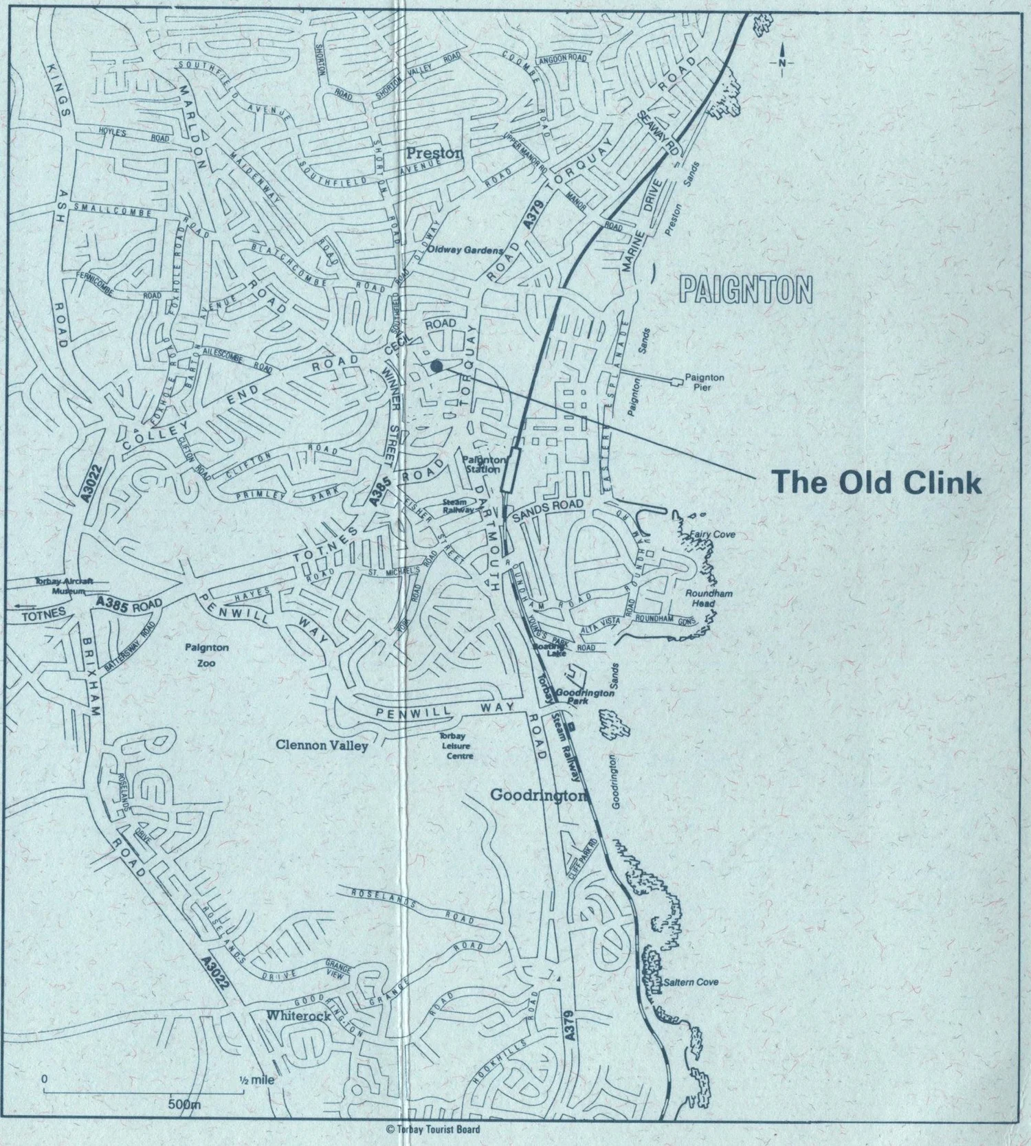 Location map showing The Old Clink, Paignton