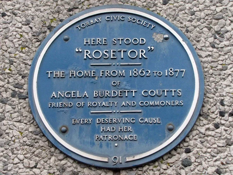 Torbay Civic Society blue plaque for Baroness Burdett Coutts and Rosetor.