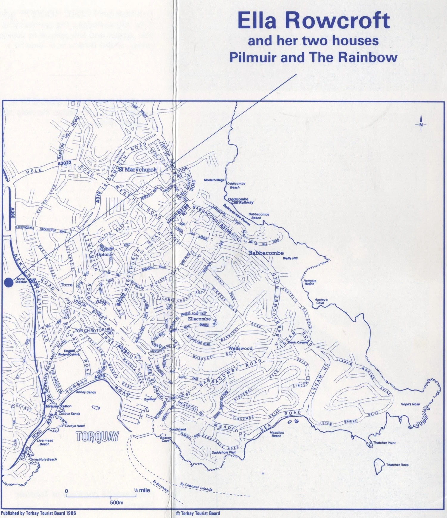 Location map showing Pilmuir and The Rainbow, Rowcroft Road, Paignton