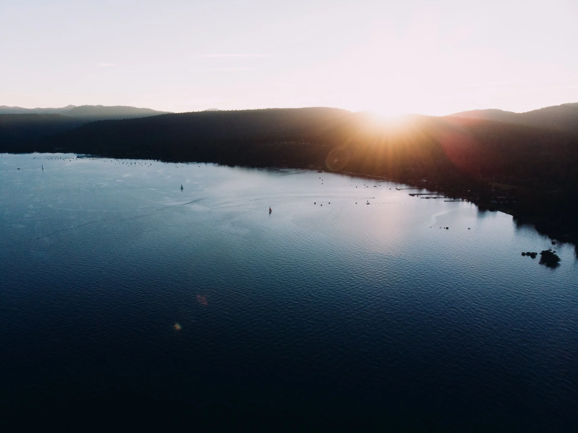 Aerial view of Lake Tahoe at sunset — North Lake Tahoe real estate