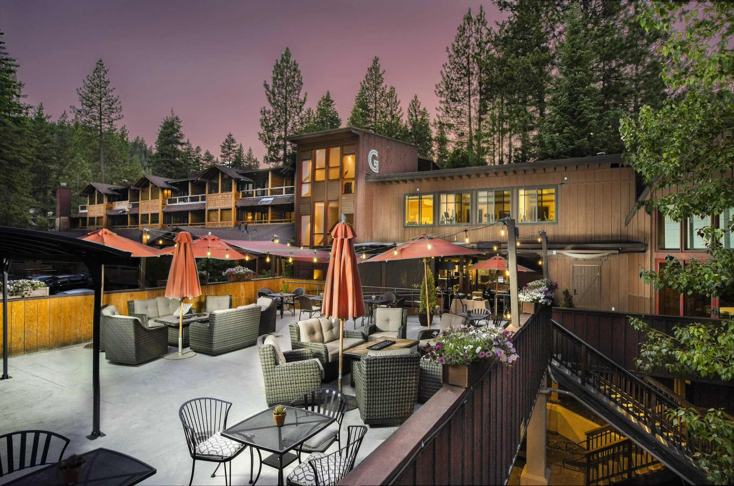 Granlibakken Tahoe exterior at twilight