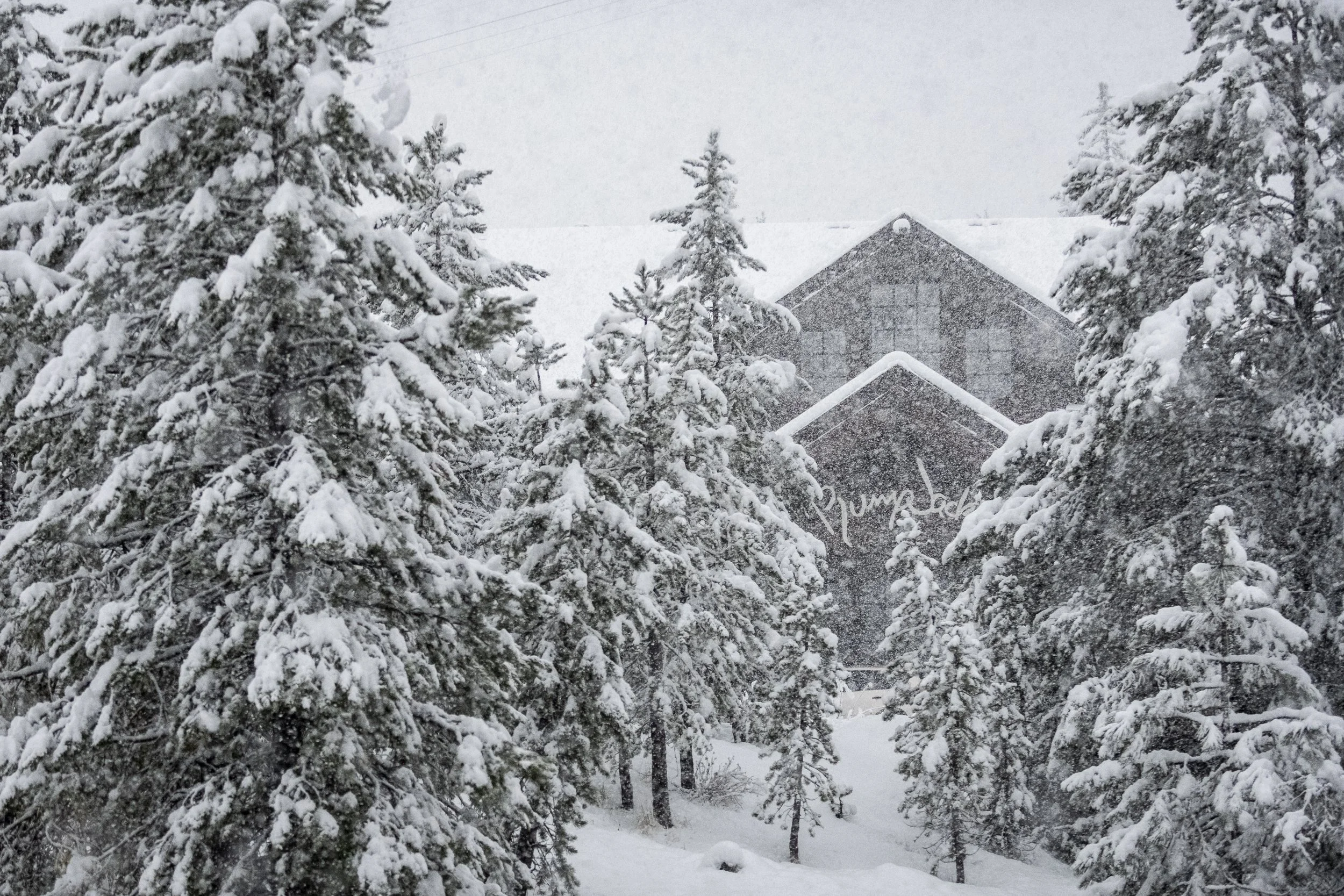 The PlumpJack Inn in heavy snowfall, Olympic Valley