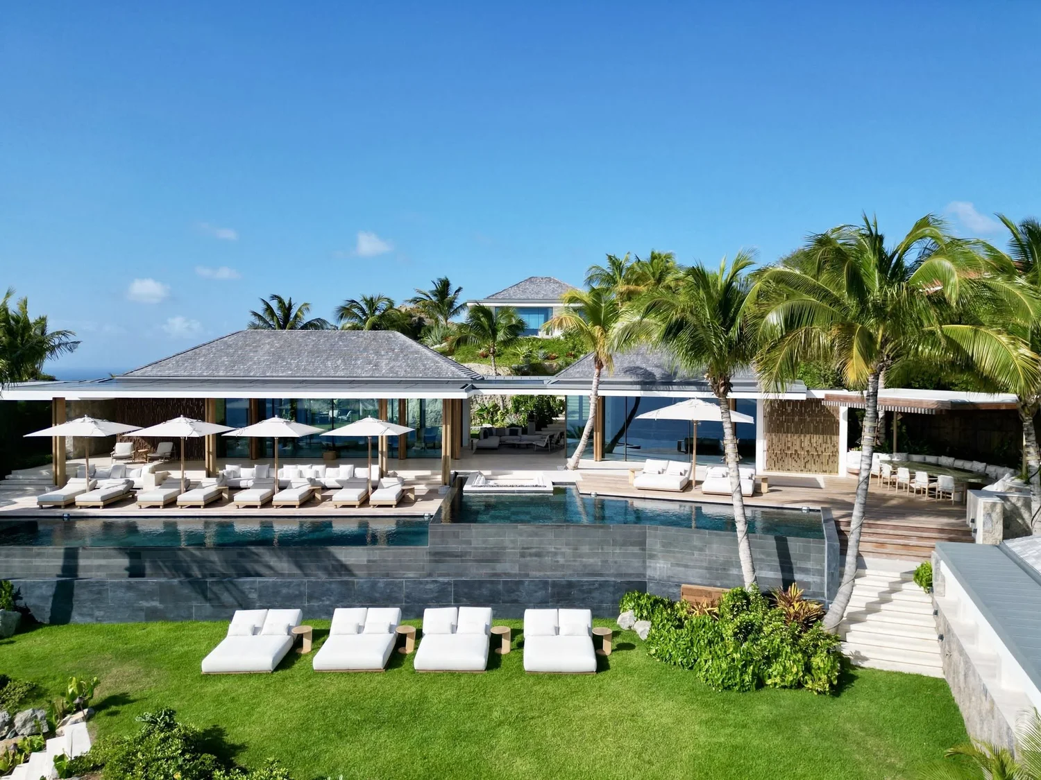Villa pool deck and loungers